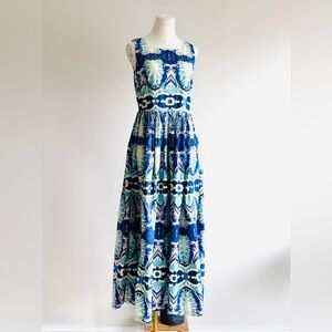 Emporio Sirenuse Le Sirenuse Positano tank midi dress in blue print sz IT 40